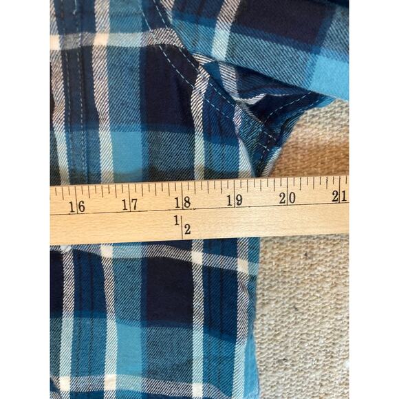 Mens Sz Medium THE NORTH FACE Plaid Flannel Blue White Long Sleeve Shirt - Picture 4 of 7